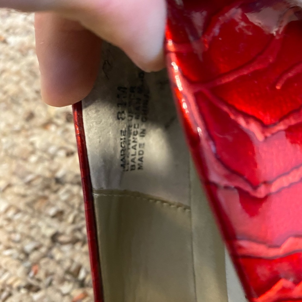 Bellini Red Croc-Embossed Block Heel Pumps - Picture 2 of 5